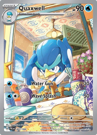 Pokémon card: Quaxwell 207/193 from Paldea Evolved (Illustration Rare), Water type, front of card