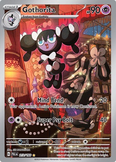 Pokémon card: Gothorita 213/193 from Paldea Evolved (Illustration Rare), Psychic type, front of card