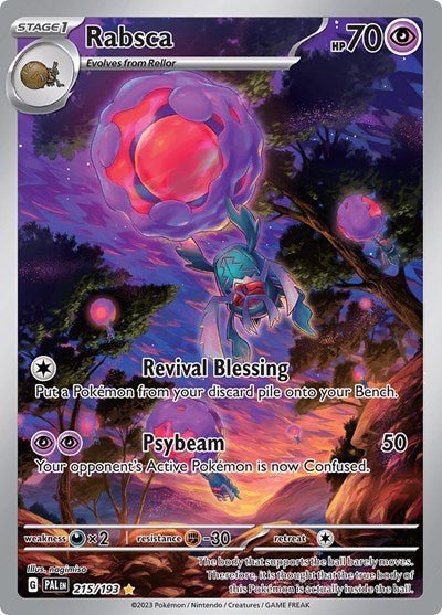 Pokémon card: Rabsca 215/193 from Paldea Evolved (Illustration Rare), Psychic type, front of card