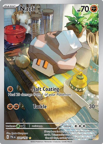 Pokémon card: Nacli 220/193 from Paldea Evolved (Illustration Rare), Fighting type, front of card