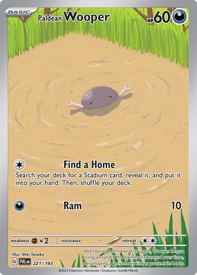 Pokémon card: Paldean Wooper 221/193 from Paldea Evolved (Illustration Rare), Darkness type, front of card