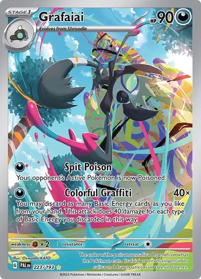Pokémon card: Grafaiai 223/193 from Paldea Evolved (Illustration Rare), Darkness type, front of card