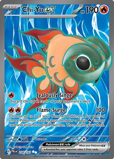Pokémon card: Chi-Yu ex 234/193 from Paldea Evolved (Ultra Rare), Fire type, front of card