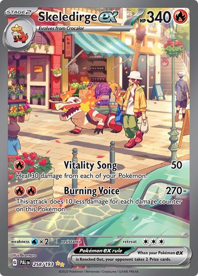 Pokémon card: Skeledirge ex 258/193 from Paldea Evolved (Special Illustration Rare), Fire type, front of card