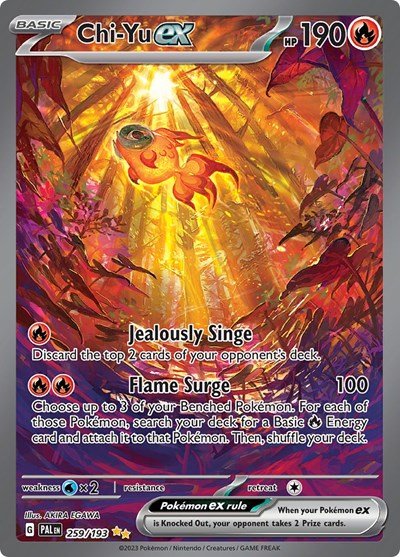 Pokémon card: Chi-Yu ex 259/193 from Paldea Evolved (Special Illustration Rare), Fire type, front of card