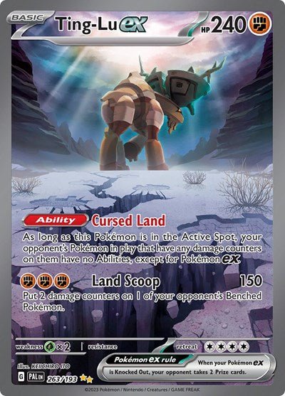 Pokémon card: Ting-Lu ex 263/193 from Paldea Evolved (Special Illustration Rare), Fighting type, front of card