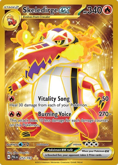 Pokémon card: Skeledirge ex 272/193 from Paldea Evolved (Hyper Rare), Fire type, front of card