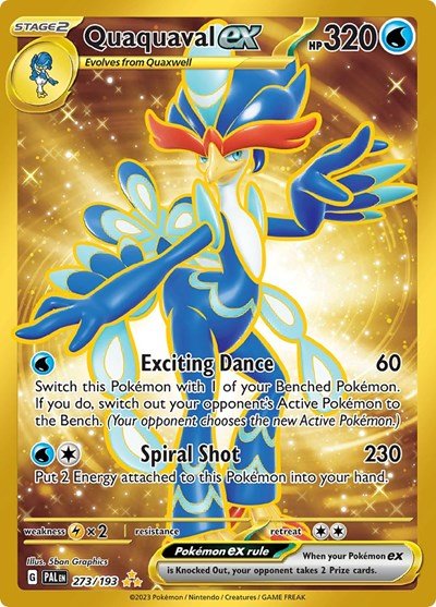 Pokémon card: Quaquaval ex 273/193 from Paldea Evolved (Hyper Rare), Water type, front of card