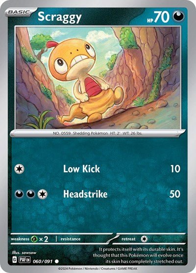 Pokémon card: Scraggy 060/091 from Paldean Fates (Common), front of card