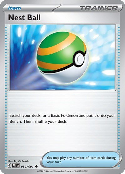 Pokémon card: Nest Ball 084/091 from Paldean Fates (Uncommon), front of card