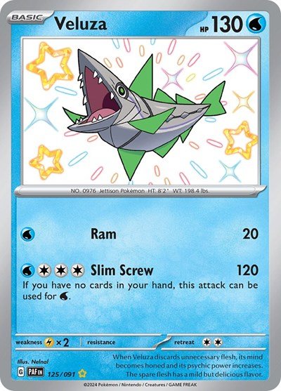 Pokémon card: Veluza 125/091 from Paldean Fates (Shiny Rare), Water type, front of card