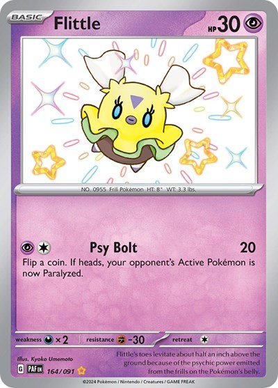 Pokémon card: Flittle 164/091 from Paldean Fates (Shiny Rare), Psychic type, front of card