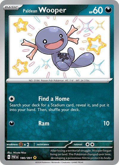 Pokémon card: Paldean Wooper 180/091 from Paldean Fates (Shiny Rare), front of card