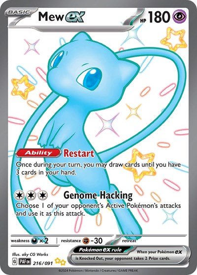 Pokémon card: Mew ex 216/091 from Paldean Fates (Shiny Ultra Rare), Psychic type, front of card