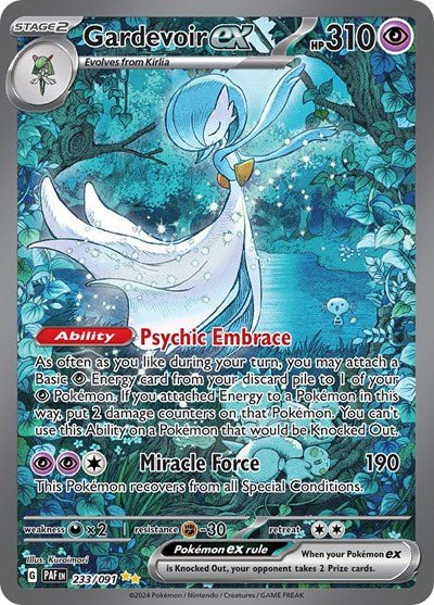 Pokémon card: Gardevoir ex 233/091 from Paldean Fates (Special Illustration Rare), Psychic type, front of card