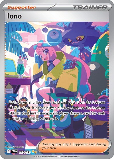 Pokémon card: Iono 237/091 from Paldean Fates (Special Illustration Rare), front of card