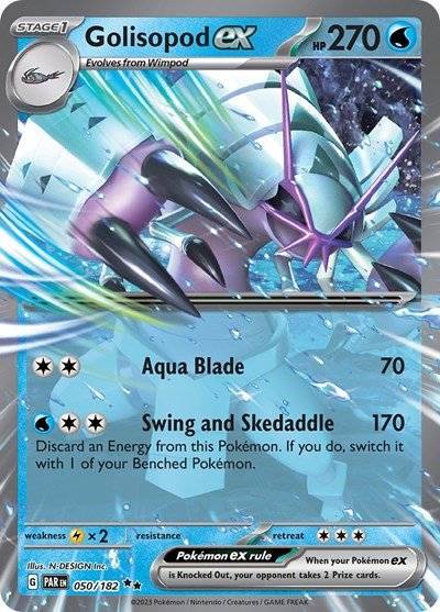 Pokémon card: Golisopod ex 050/182 from Paradox Rift (Double Rare), Water type, front of card