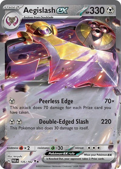 Pokémon card: Aegislash ex 135/182 from Paradox Rift (Double Rare), Metal type, front of card