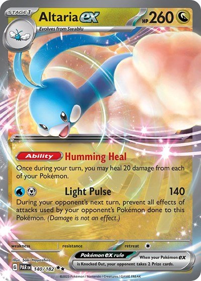 Pokémon card: Altaria ex 140/182 from Paradox Rift (Double Rare), Dragon type, front of card