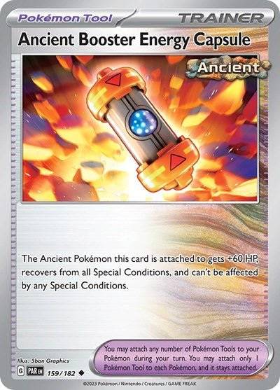 Pokémon card: Ancient Booster Energy Capsule 159/182 from Paradox Rift (Uncommon), front of card