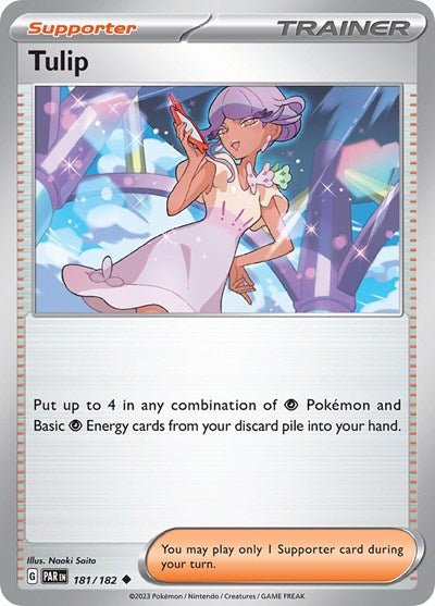 Pokémon card: Tulip 181/182 from Paradox Rift (Uncommon), front of card