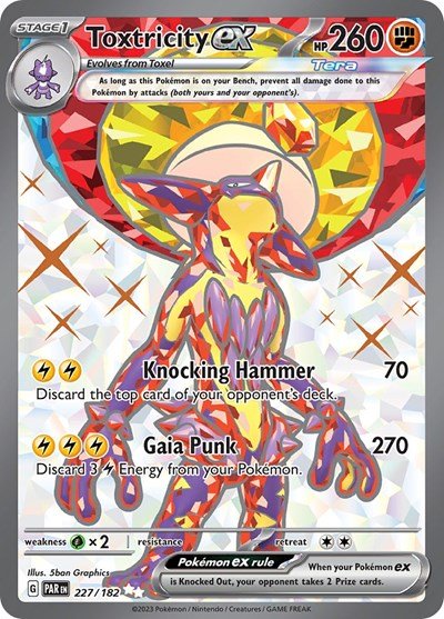 Pokémon card: Toxtricity ex 227/182 from Paradox Rift (Ultra Rare), Fighting type, front of card
