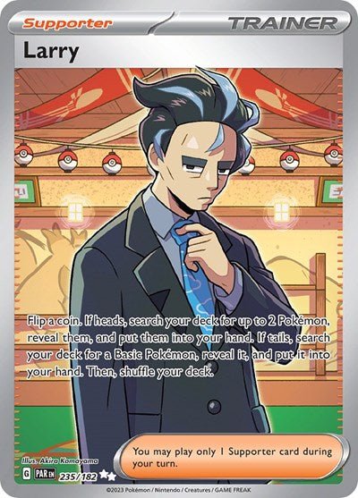 Pokémon card: Larry 235/182 from Paradox Rift (Ultra Rare), front of card