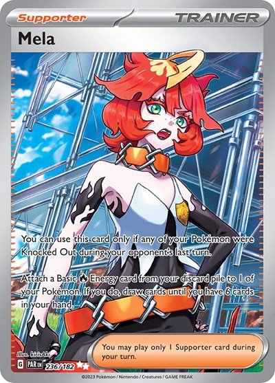 Pokémon card: Mela 236/182 from Paradox Rift (Ultra Rare), front of card
