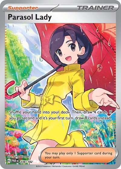 Pokémon card: Parasol Lady 238/182 from Paradox Rift (Ultra Rare), front of card