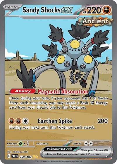 Pokémon card: Sandy Shocks ex 250/182 from Paradox Rift (Special Illustration Rare), Fighting type, front of card