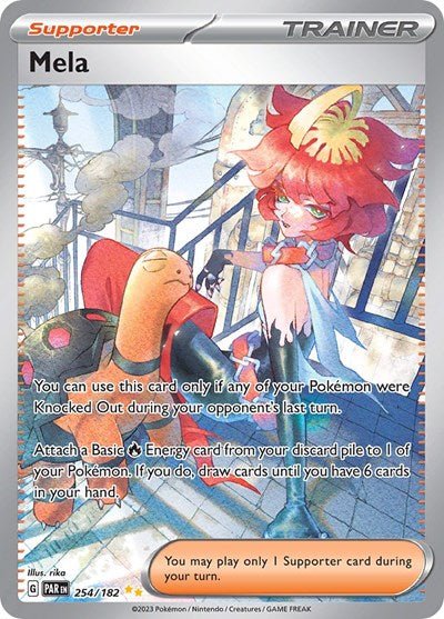 Pokémon card: Mela 254/182 from Paradox Rift (Special Illustration Rare), front of card