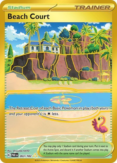 Pokémon card: Beach Court 263/182 from Paradox Rift (Hyper Rare), front of card