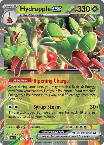 Pokémon card: Hydrapple ex 011/131 from Prismatic Evolutions (Double Rare), Grass type, front of card