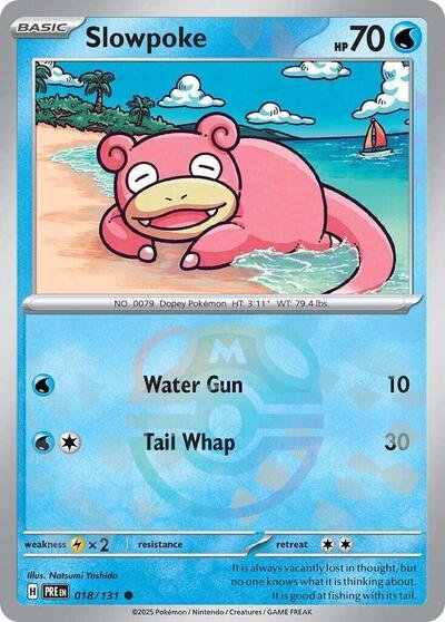 Pokémon card: Slowpoke (Master Ball Pattern) 018/131 from Prismatic Evolutions (Common), Water type, front of card