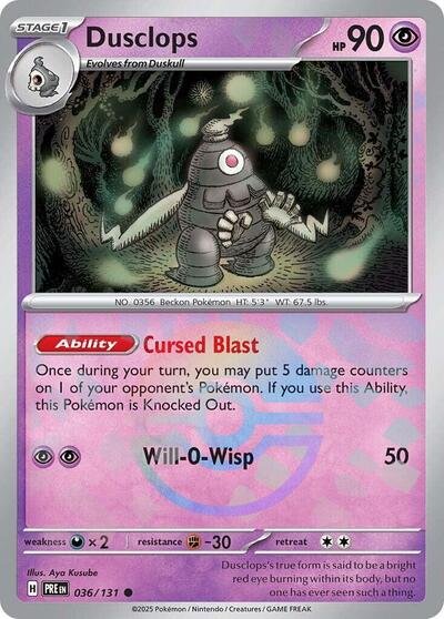 Pokémon card: Dusclops (Poke Ball Pattern) 036/131 from Prismatic Evolutions (Common), Psychic type, front of card