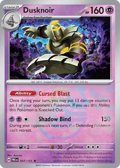 Pokémon card: Dusknoir (Master Ball Pattern) 037/131 from Prismatic Evolutions (Rare), Psychic type, front of card