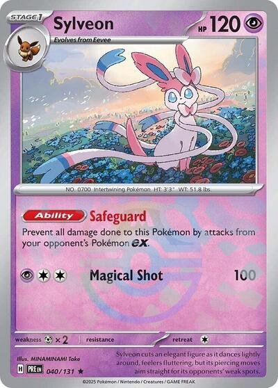 Pokémon card: Sylveon (Master Ball Pattern) 040/131 from Prismatic Evolutions (Rare), Psychic type, front of card