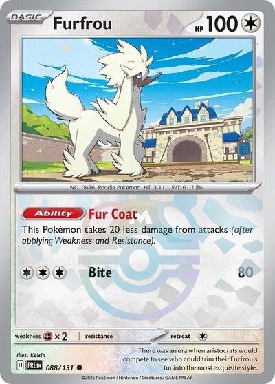 Pokémon card: Furfrou (Master Ball Pattern) 088/131 from Prismatic Evolutions (Common), Colorless type, front of card