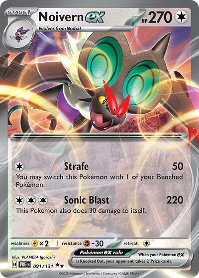 Pokémon card: Noivern ex 091/131 from Prismatic Evolutions (Double Rare), Colorless type, front of card