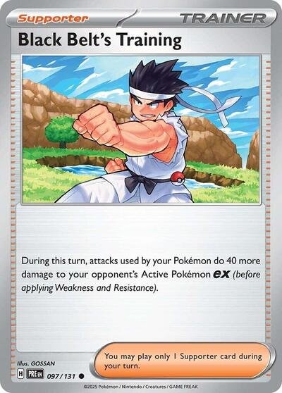 Pokémon card: Black Belt's Training 097/131 from Prismatic Evolutions (Common), front of card