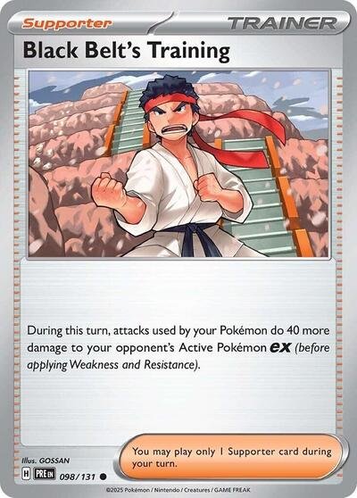 Pokémon card: Black Belt's Training 098/131 from Prismatic Evolutions (Common), front of card