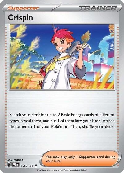 Pokémon card: Crispin 105/131 from Prismatic Evolutions (Uncommon), front of card