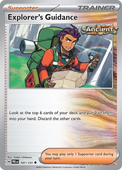 Pokémon card: Explorer's Guidance 107/131 from Prismatic Evolutions (Uncommon), front of card