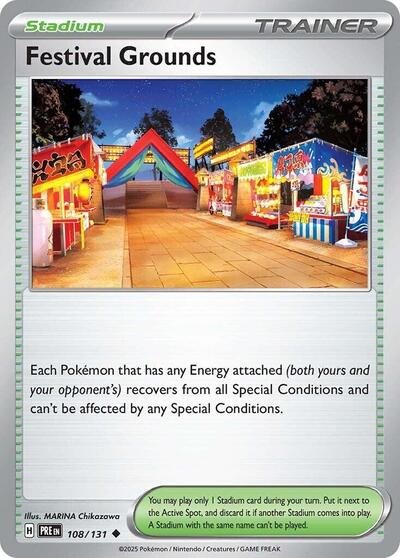 Pokémon card: Festival Grounds 108/131 from Prismatic Evolutions (Uncommon), front of card