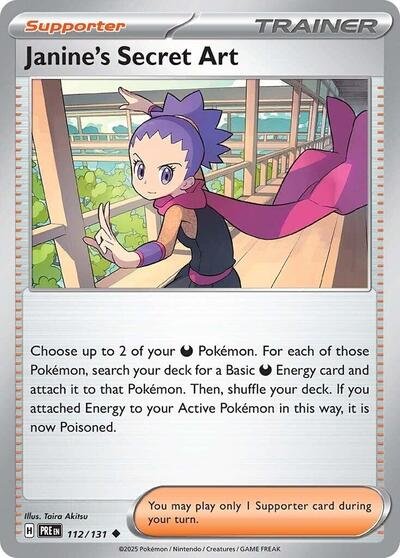 Pokémon card: Janine's Secret Art 112/131 from Prismatic Evolutions (Uncommon), front of card