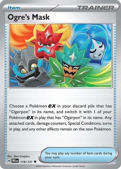 Pokémon card: Ogre's Mask 118/131 from Prismatic Evolutions (Uncommon), front of card