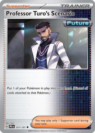 Pokémon card: Professor Turo's Scenario 121/131 from Prismatic Evolutions (Uncommon), front of card