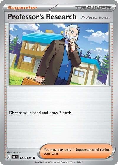Pokémon card: Professor's Research [Professor Rowan] 124/131 from Prismatic Evolutions (Common), front of card