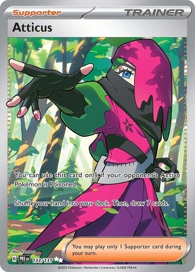 Pokémon card: Atticus 133/131 from Prismatic Evolutions (Ultra Rare), front of card