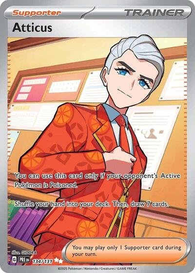 Pokémon card: Atticus 134/131 from Prismatic Evolutions (Ultra Rare), front of card